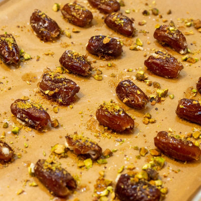 Stuffed Dates with Harissa Maple Drizzle