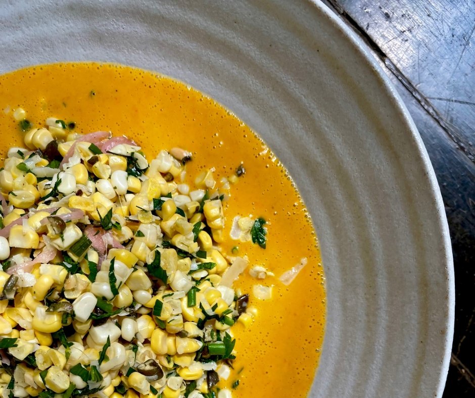 Summer Corn Salad with Pickled Onions and Tomato Saffron Vinaigrette – Rumi Spice