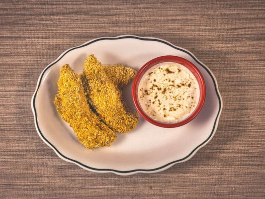 Air Fryer Curry Chicken Tenders w/ Cumin-Spiced Yogurt Dip