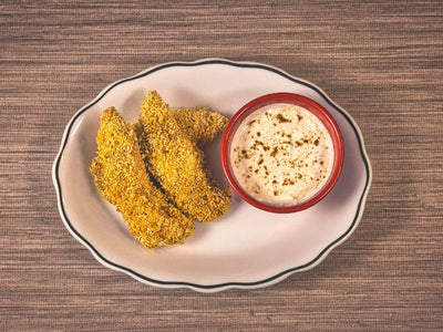 Air Fryer Curry Chicken Tenders w/ Cumin-Spiced Yogurt Dip