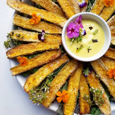 Crispy Baked Zucchini Sticks with Saffron Aioli