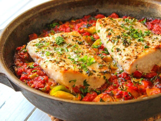 Fennel Mahi Mahi with Leeks and Italian Tomatoes