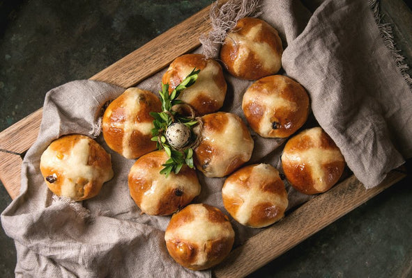 Hot Cross Buns with Saffron and Coriander
