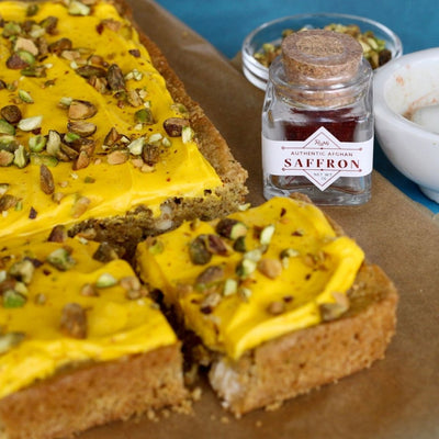 Pistachio Saffron Blondies