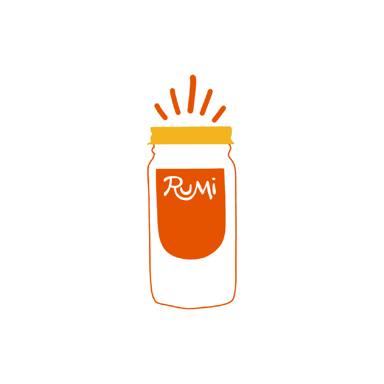 A delightful hand-drawn rendition of our signature Rumi Spice jar showcases our brand's essence.