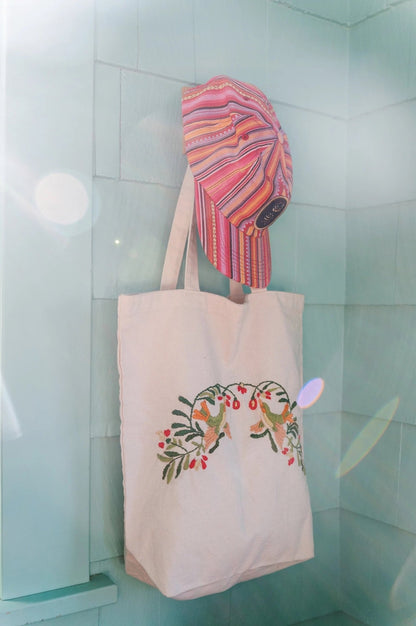 Organic Cotton Hand Embroidered Floral Tote by Bibi & Family - Rumi Spice - Rumi Spice - auction